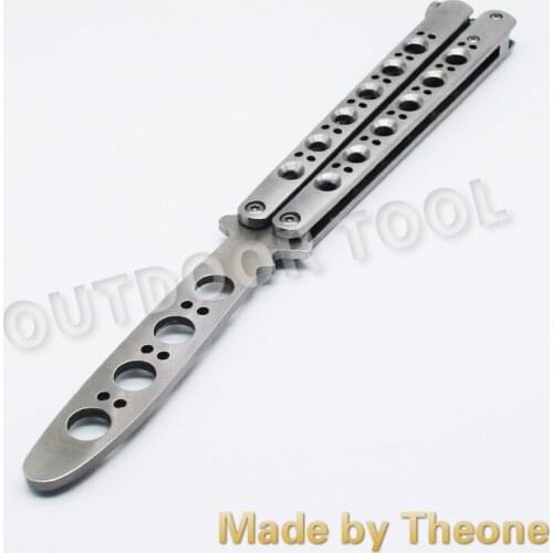 Theone Bushing System Channel Butterfly Trainer Knife BM40 440C Blade Steel Handle Jilt Free-swinging Pocket Knife