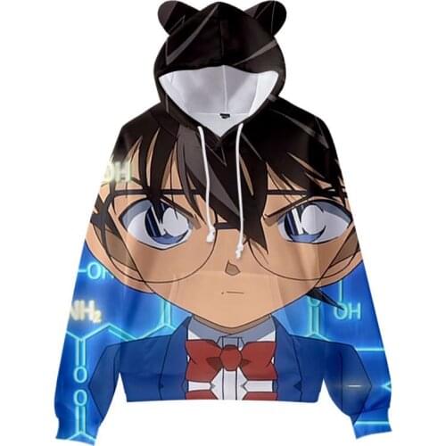 Japan Anime Detective Conan Cosplay Hoodie Conan Edogawa 3D Print Kids Hooded Sweatshirt for Boys Girls Child Casual Tracksuit