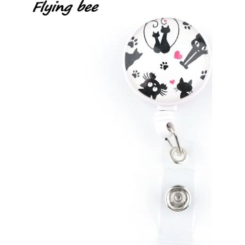 X2075 1pcs Hot Sales Black Cat Badge Reel Clip Student Friend Exquisite IC Card Badge Holder Gift Personality Accessories