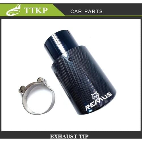 Bright Black Pipe Carbon Fiber REMUS FOR Stainless steel Universal exhaust pipe Muffler Pipe For x4 automobiles micro tips