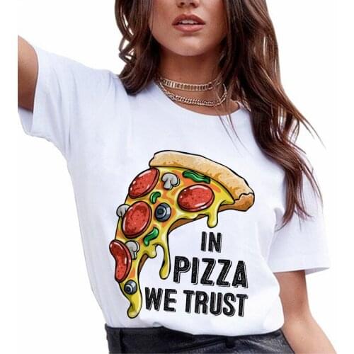 Hamburger Pizza Graphic Print Ladies Tshirt Casual White Ulzzang Harajuku Crew Neck Women Top T Shirt
