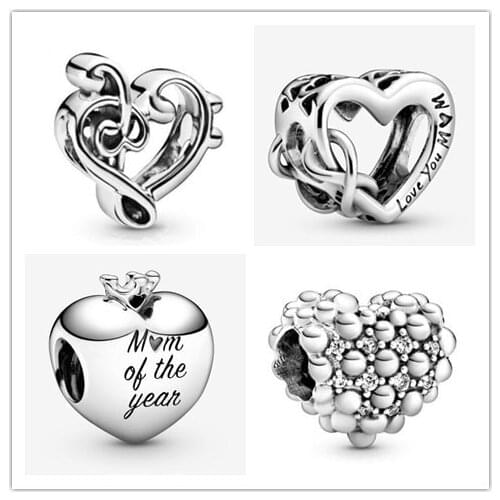 Authentic 925 Sterling Silver Charm Mum Of The Year Charm Bead Fit Women pandora Bracelet & Necklace Jewelry