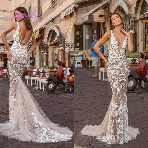 Robe de mariee New arrival Sexy Simlple Wedding Dresses 2021 Mermaid Embroidery Appliques Wedding Gowns vestidos de noiva