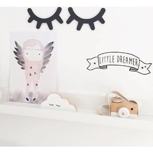 1Pair Nordic Style Cute Wooden Eyelashes Wall Sticker DIY Kids Bedroom Living Room Decal Wall Sticker Decoration