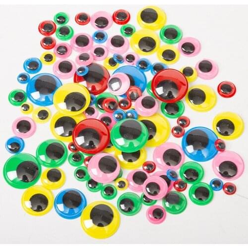 100pcs 3D Handmade Crafts Plastic wiggly googly eyes for toy accessory (with self-adhesive). Eyeball stickers with eyelashes