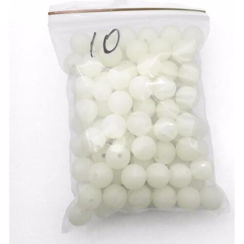100pcs/lot 10mm round Luminous Fishing Beads Glow In The Dark Lure Floating Float Tackles Plastic rigs