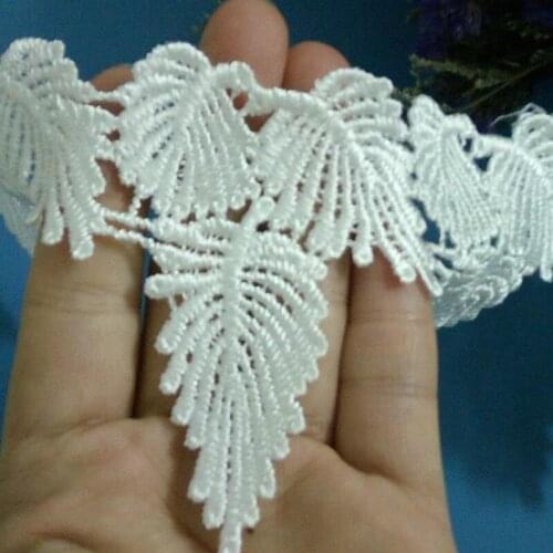 10x Soluble White Polyester Leaves Embroidered Lace Trim Ribbon Handmade DIY Sewing Craft For Costume Hat Decoration African New