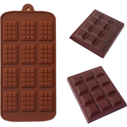 12 Cavity Silicone Chocolate Cake Mold Rectangle Lattice Waffle Fondant Decorating Block Mould Candy DIY Baking Tools