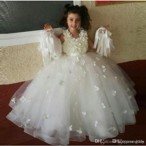 2020 Flower Girl Dresses For Wedding Flora Appliques Sleeveless Girls Pageant Gowns Floor Length Children Formal Party Dress