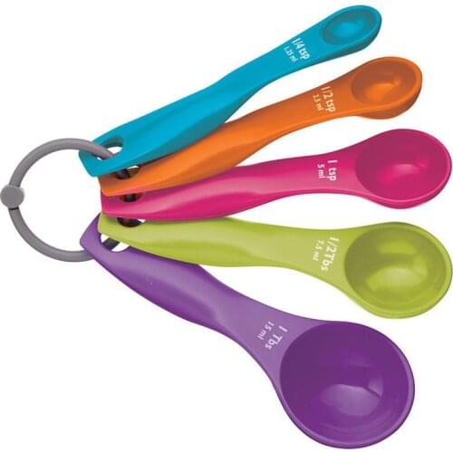 5Pcs/set Lovely Colorful Plastic Measuring Cups Measure Spoon Kitchen Tool Kids Spoons Measuring Set Tools For Baking Coffee Tea