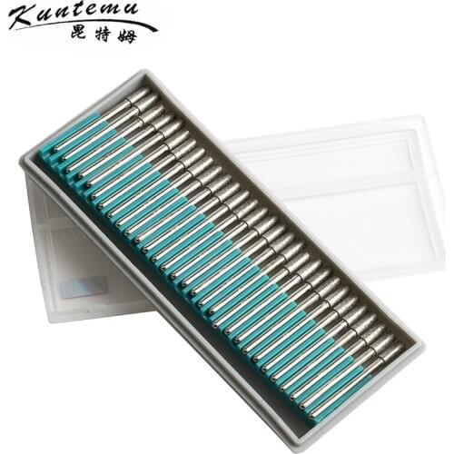 Free Shipping 30pcs Cylindrical Head Diamond Mounted Points Grinding Head For Jade Metal Wood Polishing