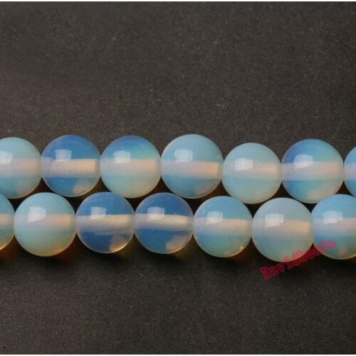 Free shipping Natural stone Smooth White Opalite Quartz Loose Beads16" Strand 4 6 8 10 12mm Pick Size for Bracelet Jewelry