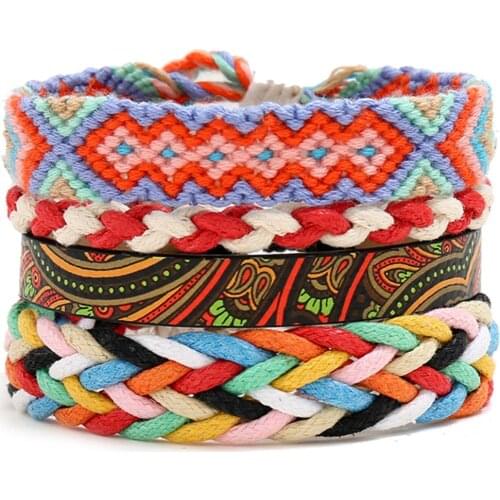 Boho Ethnic Girl Bracelets for Bohemia Women Red PU Leather Bracelets Women Fashion Girl Bangle Female Summer Beach Jewelry