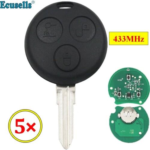 5PCS/LOT 3 buttons full remote key fob for Mercedes-Benz Smart City Fortwo Passion Pulse Rpadster