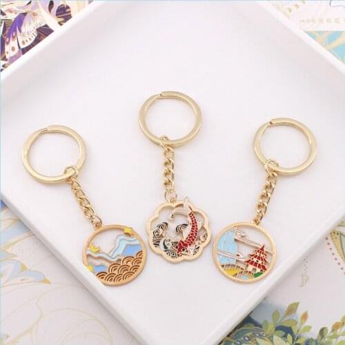 Good Luck Koi Keychain Originality Anime Keyring Men Women Bag Car Pendant Phone Charm Personalized Key Chains Couple Gift