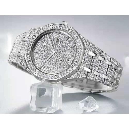 Large Dial Hip hop Mens Watch Anti-diamond Business Best-selling Stainless Steel Crystal Mens Watches Luxury Watch Mencouples