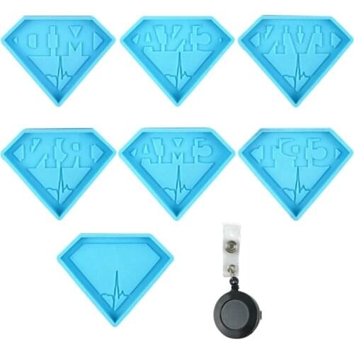40GB Doctor Nurse Badge Epoxy Resin Mold Keychain Necklace Silicone Mould DIY Crafts Jewelry Pendant Casting Tool