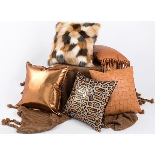 Home sofa cushion pillow American light luxury bedside pillowcase car leather Square pillow Leopard Sequins pillow