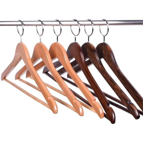 Hotel Anti-theft High-grade Solid Wood Coat Hanger Male And Female Childrens Wear Non-slip Wooden Clothes Hanger Hanging