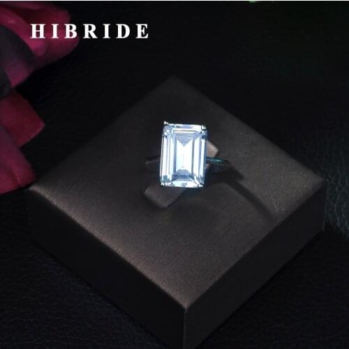 HIBRIDE 2019 New Classic Design Crown Shape Square Oval Cubic Zirconia Bridal Engagement Wedding Ring For Brides R-198