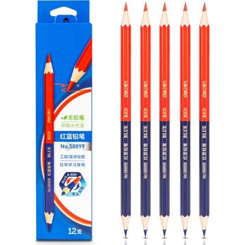 12pcs Red&Blue Double Head Pencil HB Soft Lead Wooden Colored Pencil For Hand Builders Joiners Tool Mark Art Supplies