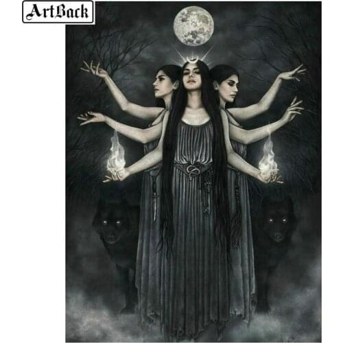 ArtBack 5d diy diamond painting three women moon full drill square diamond embroidery 3d round diamond mosaic home decoration
