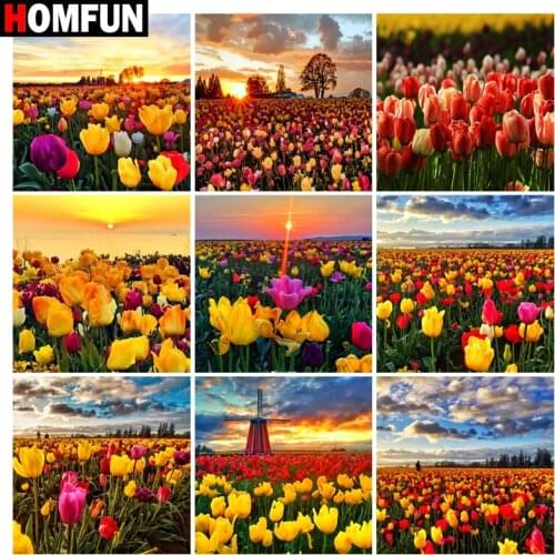 HOMFUN Rhinestone Painting Crystal Decor Diy Diamond Painting "Flower landscape" 3D Cross Stitch Pattern Diamond Embroidery