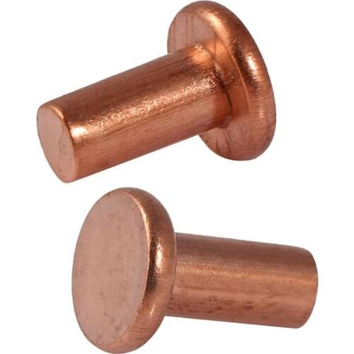 Red Copper Solid Rivets Copper Flat Head Rivets Fasteners GB109 M2 M2.5 M3 M4 M5 M6 M8