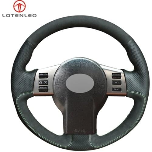 LQTENLEO Black Genuine Leather Hand Sew Car Steering Wheel Cover For Infiniti FX FX35 FX45 2003-2008 Nissan 350Z 2003-2009