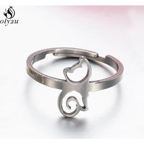 Trendy Stainless Steel Rings for Women Lovely Animal Cat Finger Ring Girls Everyday Jewelry Stackable Party Midi Ringen Anillos