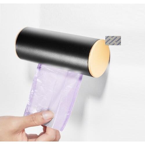 Kitchen Bath Wall Mount Aluminum Barrel Plastic Poly Trash Waste Bag Roll Holder Dispenser Black Gold Silver