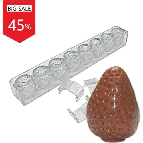 New Design Latest Bakeware Strawberry Shaped 3D Candy Mold Jelly Mold Hard Polycarbonate Chocolate Mould