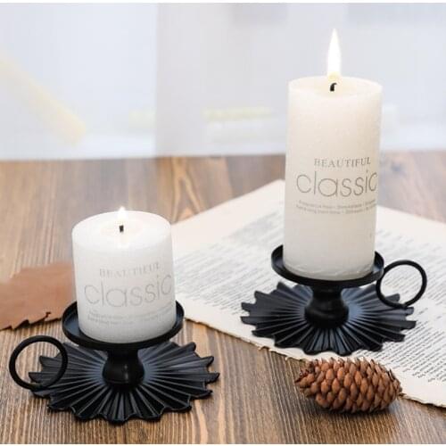 Dining Table Black Candle Holder European Iron Art Home Retro Shop Furnishings Decorative Ornaments