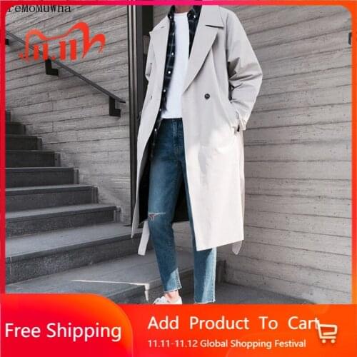 AreMoMuWha Autumn New Style Korean Windbreaker Mens Mid-length Handsome Over-the-knee Coat Youth Trend Big Clothes Poncho Men