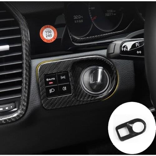 Fit For Porsche Cayenne 2018-2021 Dry Carbon Fiber Interior Headlight Switch Frame Start The Decorative Ring Refit Accessories
