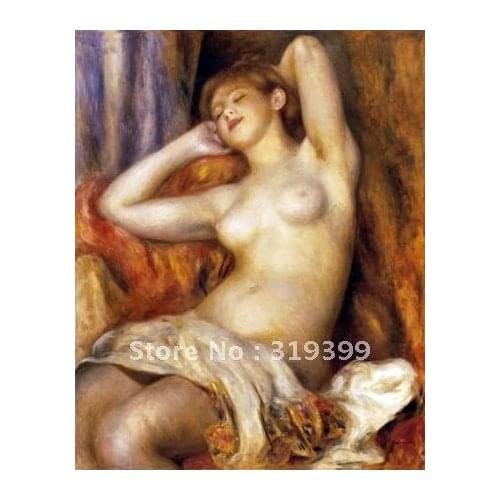 Linen Canvas Oil Painting reproduction,sleeping bather by pierre auguste renoir,Free DHL Shipping ,100% handmade