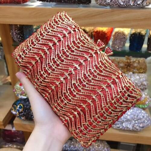 Women red/silver/purple/gold/black luxury evening bags Sparkly party Crystal Clutch bags Ladies dinner bag Clutches purse wallet