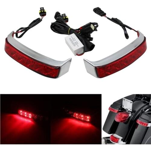 Universal Chrome LED Rear Motorcycle Saddlebag Lights For 97-13 Harley Touring Plastic Lens