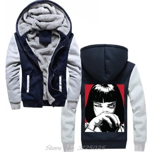 Quentin Tarantino Pulp Fiction Mia Vintage Men/women Hoodies Movie 90S Hoodie Streetwear Punk Rock Winter Warm Thick Sweatshirt