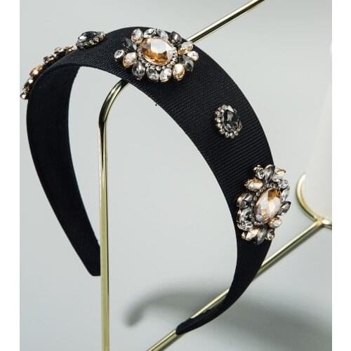 2020 Vintage Rhinestone Jewel Bezel Hair Bands For Women Headband Girls Hair Accessories Haar Diademas Opaska Bandeau Cheveux
