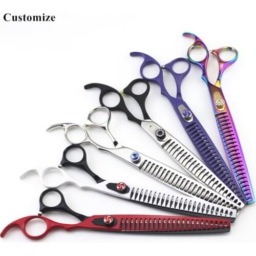 Customize japan 440c steel 8 inch Pet dog grooming hair scissors barber makas dog Thinning scissor shears hairdressing scissors