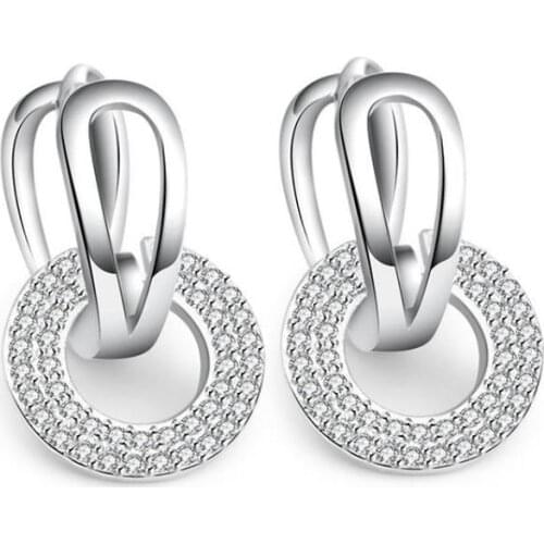 Everoyal Luxury Zircon Round Rose Gold Hoop Earrings For Women Accessories Fashion Silver 925 Girls Earrings Jewelry Female Gift