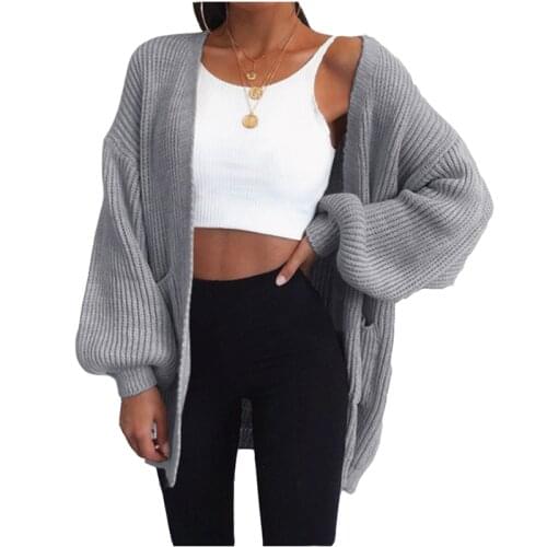 New autumn winter womens sweater coat fashion medium long solid color loose sweaters ladies plus size cardigan sweaters