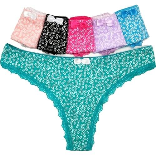12 Pcs/Lot Print Sexy Lingerie Womens Cotton G-String Thong Panties String Underwear Women Briefs Intimate Ladies Low-Rise
