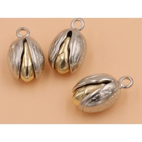 1x Brass/ Cupronickel Pistachio Shape Pendants Unique Key Pendants Leather Decor Accessories Solid Core