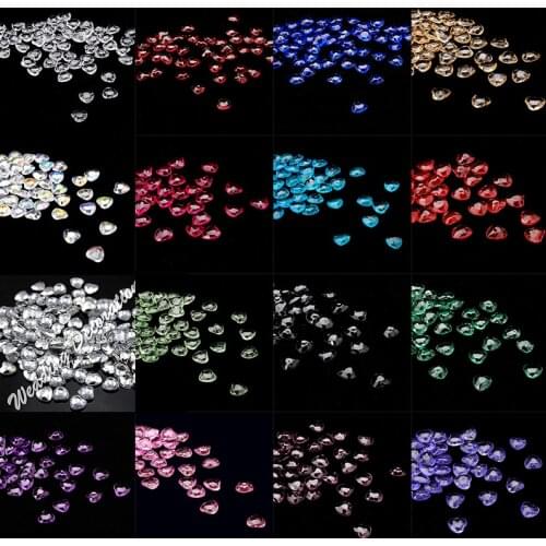 200pcs/lot 16 colors in stock 12mm Acrylic Heart Shaped Crystal Table Scatter Diamond Confetti wedding Valentine Decoration