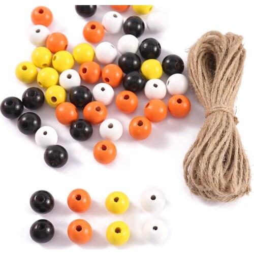 200Pcs/Pack Colored Wooden Beads Round Beads DIY Custom Decorations Fashion Crafts Baby Kid Toys Jewelry Bracelet Accessories