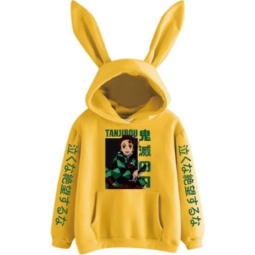 2021 soft girl style Anime Demon Slayer Nezuko Rabbit Hoodies Women sister Korea Sweatshirts Japan cute