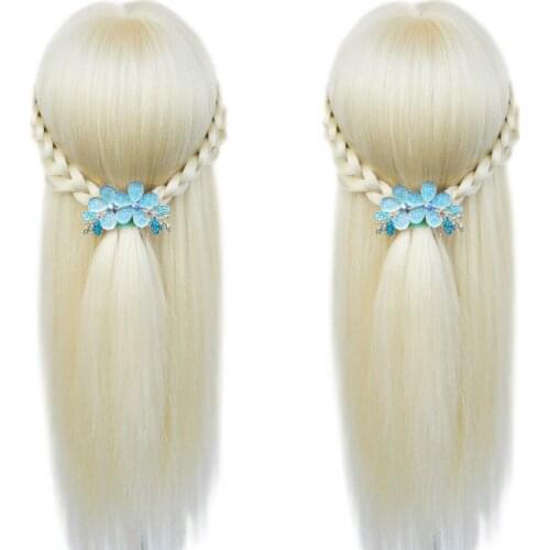 26" White Blonde Hair Head Training Mannequins For Hairdressing Practice Hairstyles Head Training Dummy Dolls With Free Clamp