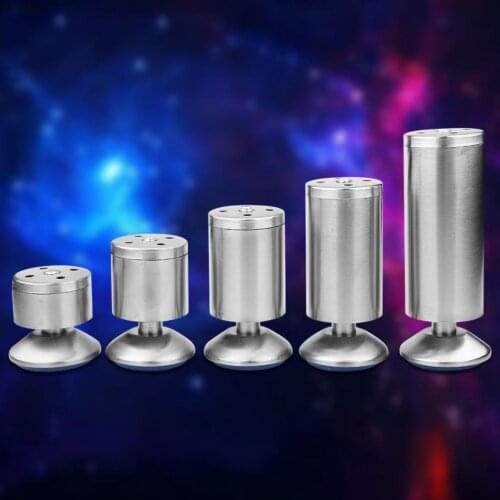 4pcs/set Height Adjustable Furniture Legs Feet Silver Stainless Steel Table Bed Sofa Level Feet Cabinet Legs